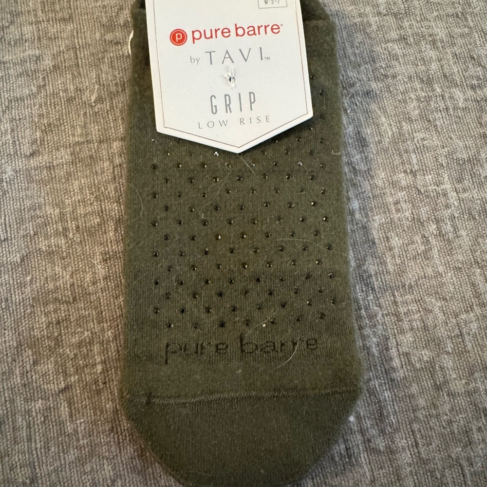 Pure Barre by Tavi Low Rise Grip Socks - Olive